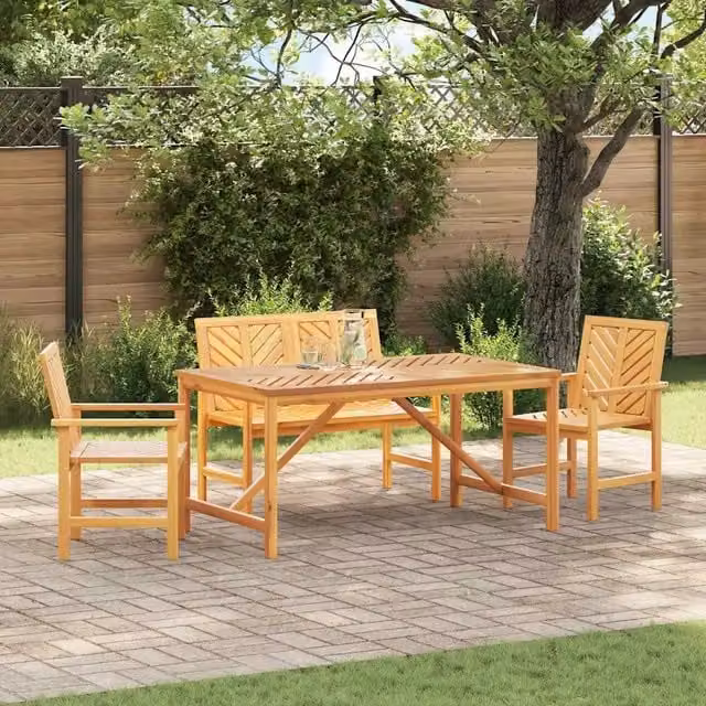 Set da Pranzo per Giardino 4 pz Marrone 3154108