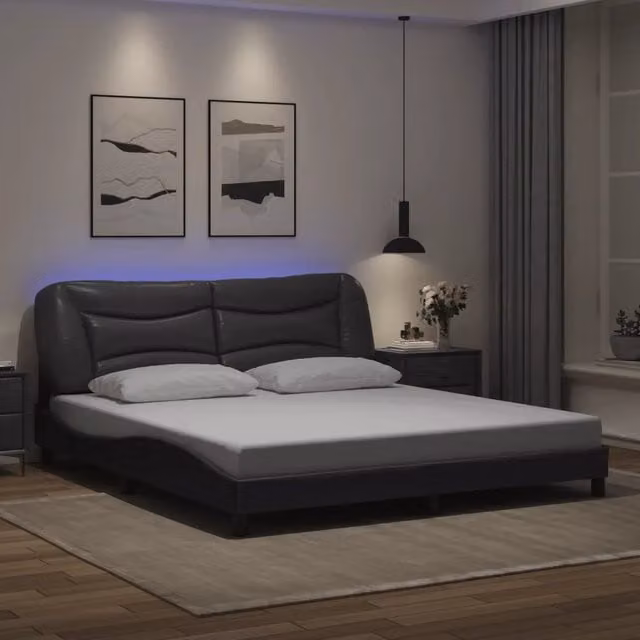 Giroletto con LED e porta USB Hvar di vidaXL, Grigio, L/P: 180 x 200 cm
