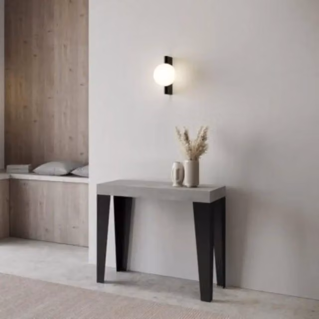 Consolle allungabile 90x40/196 cm Flame Small cemento gambe antracite