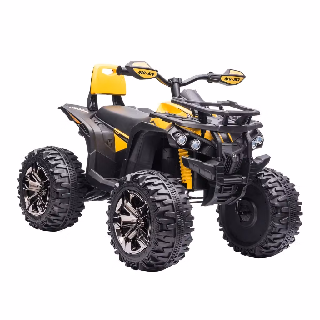 Quad Elettrica per Bambini 12V con Fari e Batteria Ricaricabile, Giallo, L 100 cm x P 65 cm x H 73 cm – 2