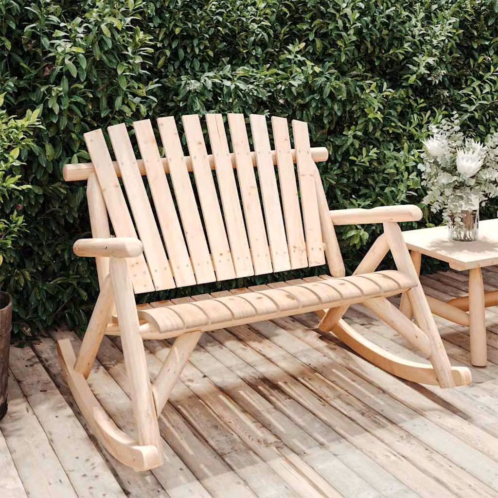 Panca Dondolo da Giardino a 2 Posti vidaXL in Legno di Abete Rosso, Colore Marrone/Beige, L: 123 cm, P: 96 cm, H: 102 cm