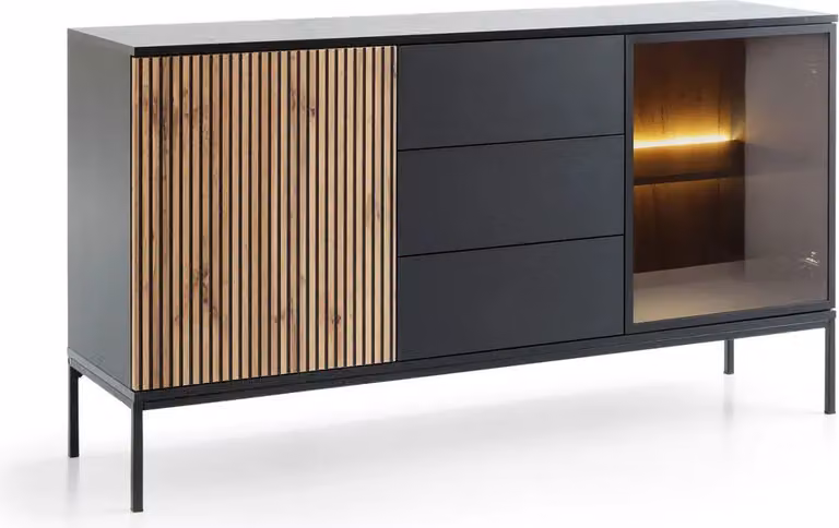 Cassettiera combinata ILARIA - nero / rovere wotan