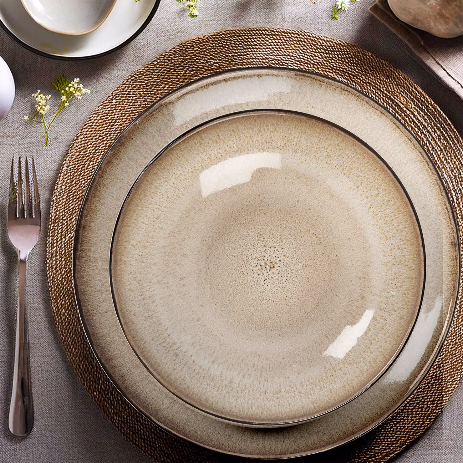 Servizio di piatti Gusto Casa in stoneware Reactive Beige, 18 pezzi – 2