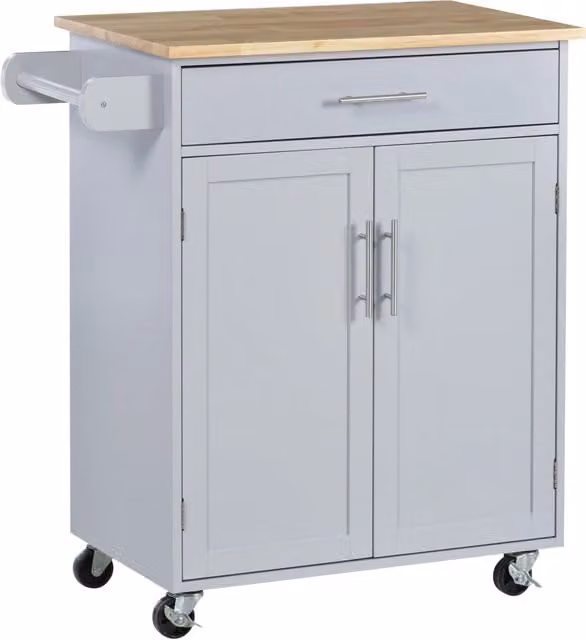 Carrello da cucina con ruote Xylo grigio con cassetto e porta asciugamani L/P/H: 45.0 x 25.0 x 91.5 cm