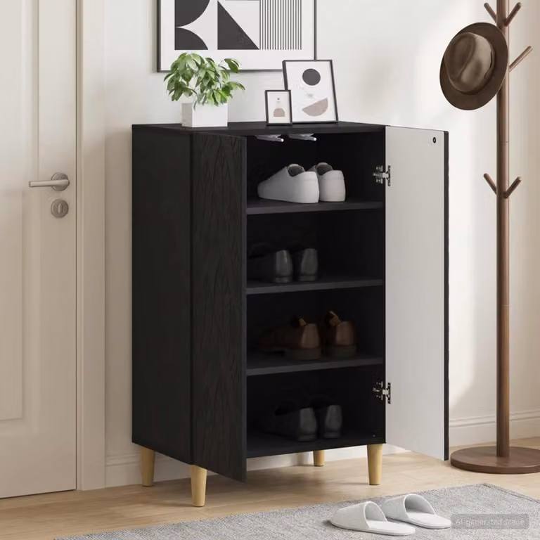 Mobile porta scarpe DELFT vidaXL Nero L: 59,5 cm, P: 39,5 cm, H: 90 cm