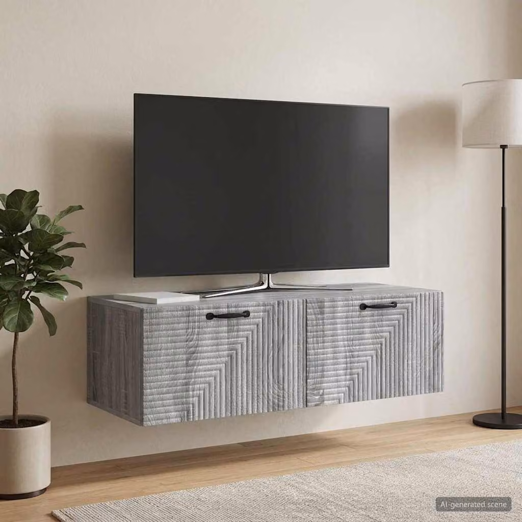 vidaXL Mobile Porta TV da Muro Moderno Grigio, L 98 cm x P 41 cm x H 30 cm