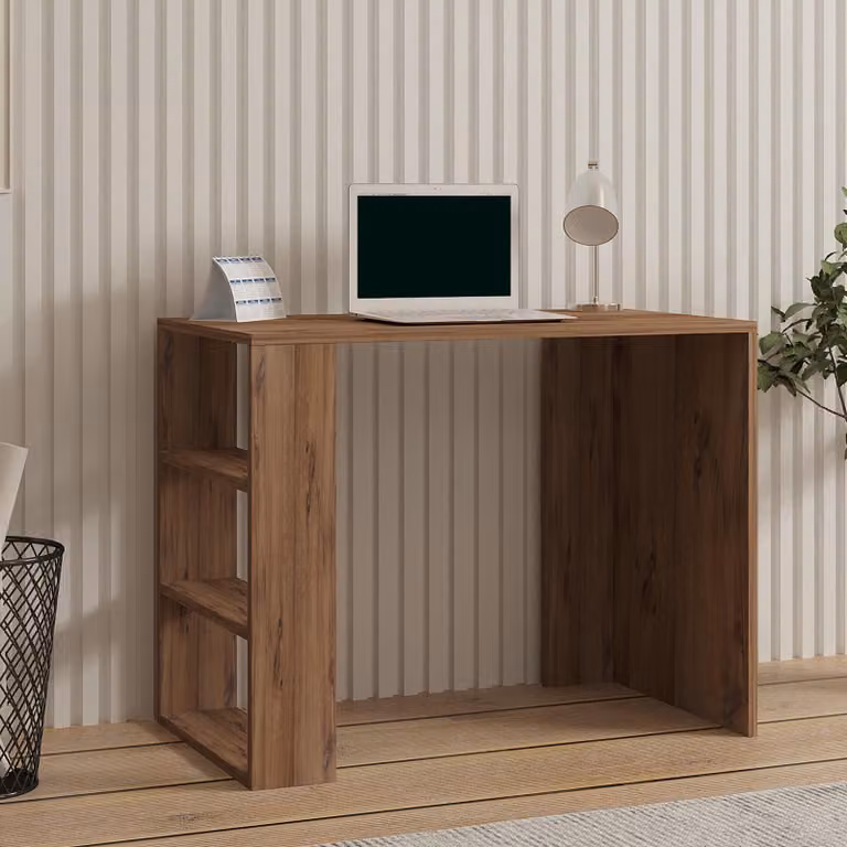 Roghudi - Scrivania, 90x50x70h cm Marrone Rovere Scuro, 3 Ripiani