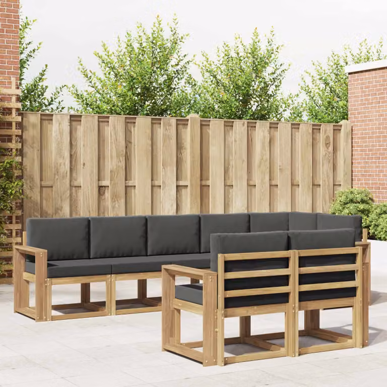 vidaXL Set di divani da esterno 8 pz in legno di acacia con cuscini, Bianco e Antracite