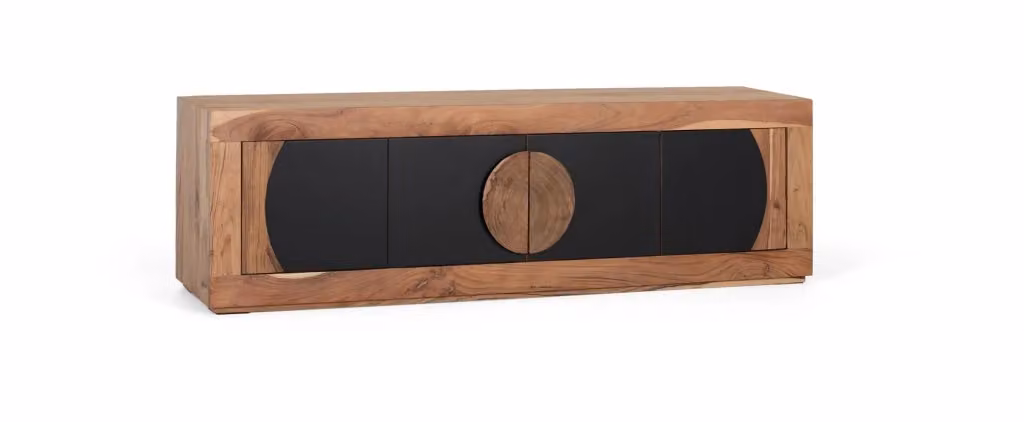 Mobile TV moderno in legno di acacia marrone con 4 ante – 2