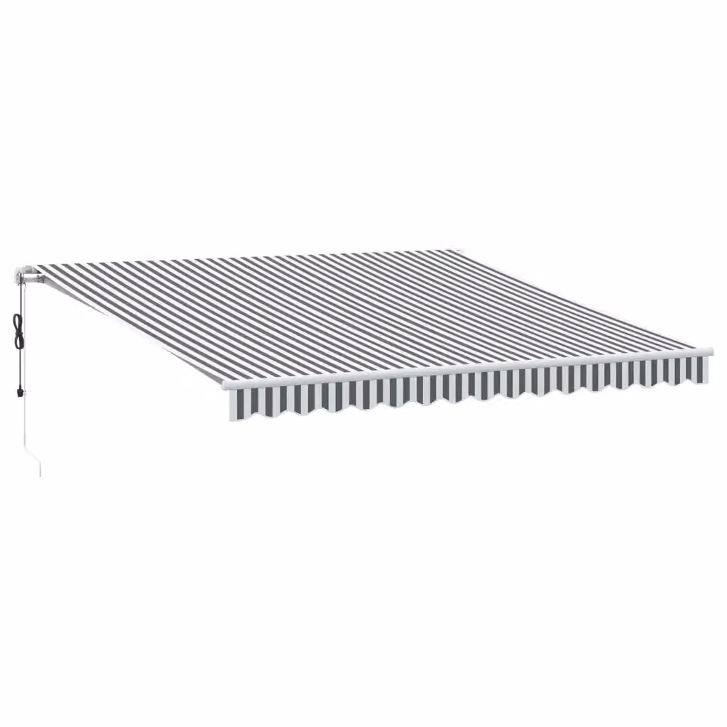 vidaXL Tenda Sole Retrattile Automatica con Bracci Pieghevoli in Alluminio e Poliestere, L: 400 cm, P: 350 cm, Colore Antracite e Bianco – 2