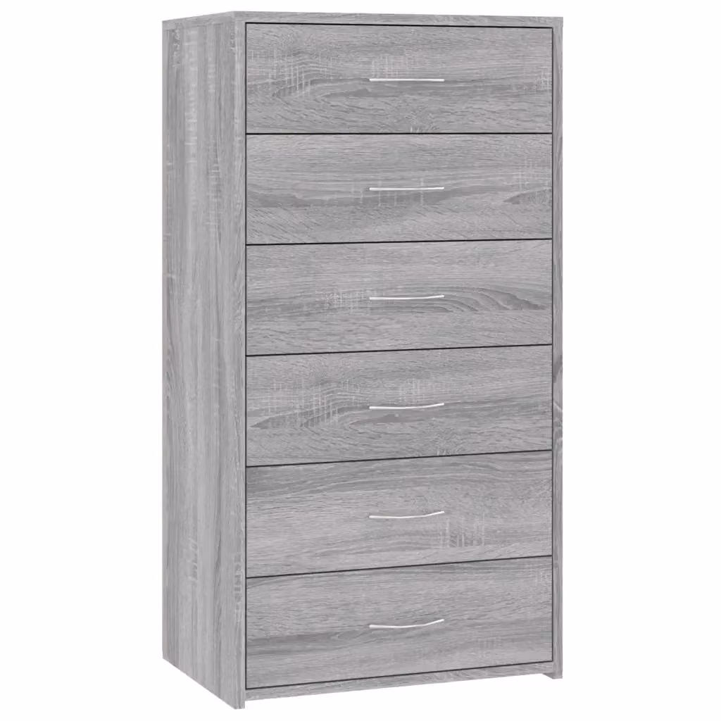 Credenza Buffet Armadio da Cucina Design Mania Grigio con 6 Cassetti in Legno Multistrato L: 50 cm, P: 34 cm, H: 96 cm – 2