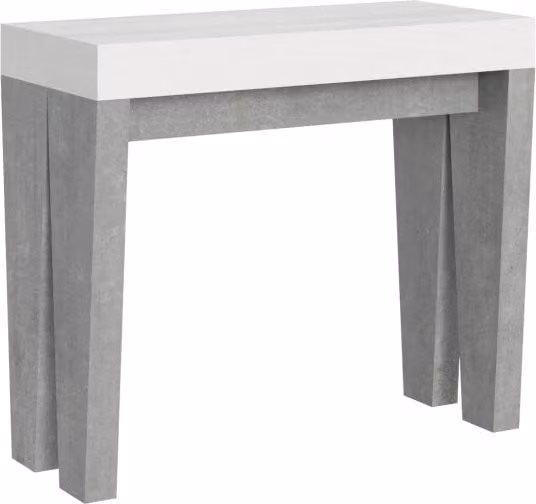 Consolle allungabile 90x40/196 cm SpimboX Mix Small piano Bianco Frassino - struttura Cemento