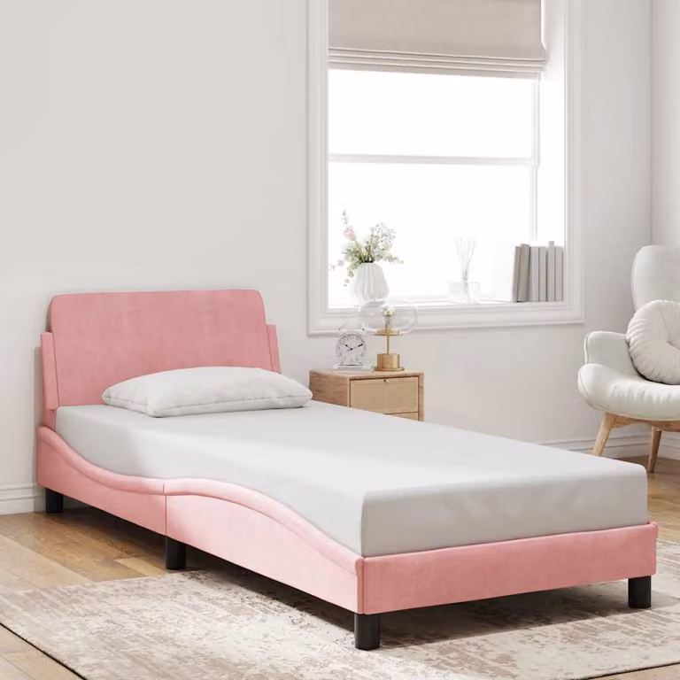 Giroletto con Testiera Dover vidaXL in Velluto Rosa L/P/H: 200 x 80 x 85 cm