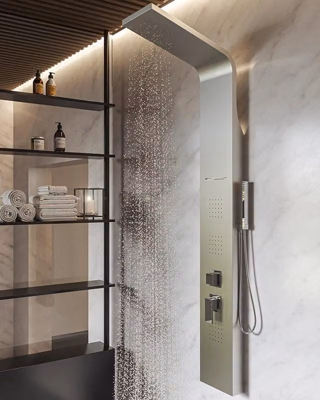 Pannello doccia idromassaggio termostatico effetto cascata in acciaio Onda