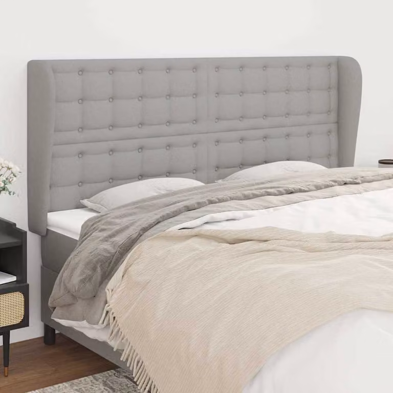 Testiera ad Orecchio vidaXL in Tessuto Grigio con Struttura in Legno L/P/H: 183 x 23 x 128 cm
