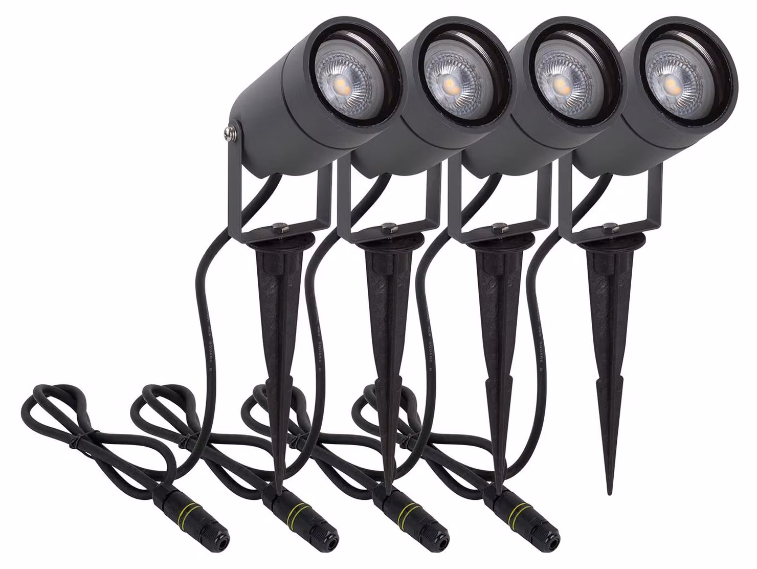 Set di 4 faretti da giardino in alluminio, attacco GU10, 5W, 3000K (luce calda), grado di protezione IP65