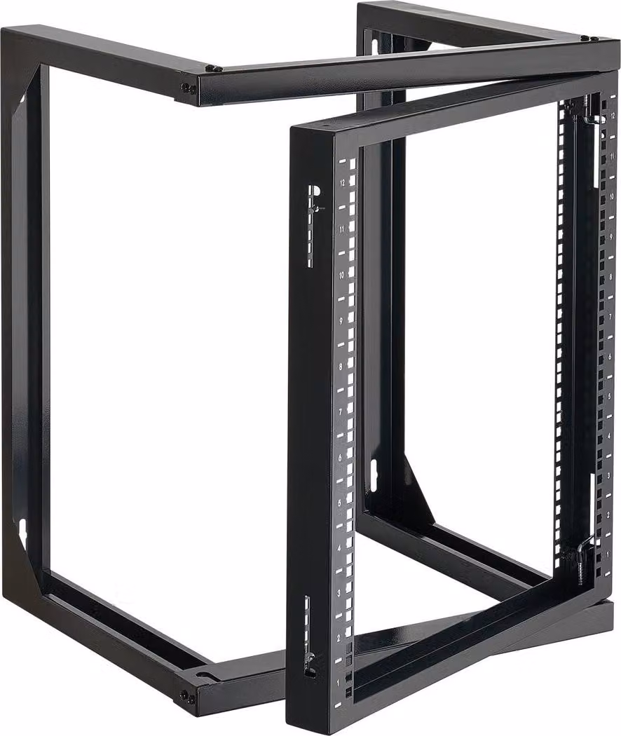 Rack server da parete 12U, capacità di carico massima 68,04 kg, rack di rete a telaio aperto con porta a battente a 180 gradi, Acciaio al carbonio, ideale per apparecchiature di rete IT e dispositivi AV, server per computer, nero