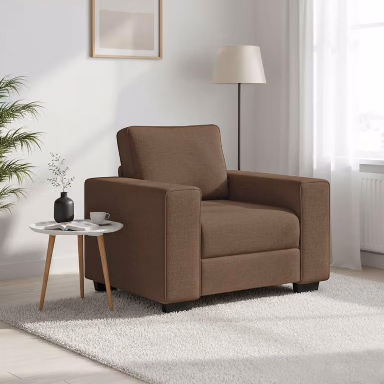 Poltrona lounge vidaXL marrone in tessuto con braccioli L: 100 cm, P: 77 cm, H: 82 cm