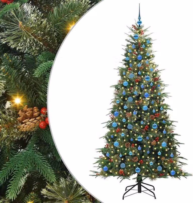 Albero di Natale Artificiale con Rami Pieghevoli Verde 210 cm