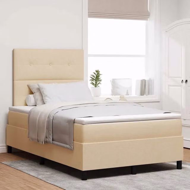 Letto a molle con strisce LED e porta USB vidaXL in tessuto beige L: 120 cm, P: 200 cm – 1