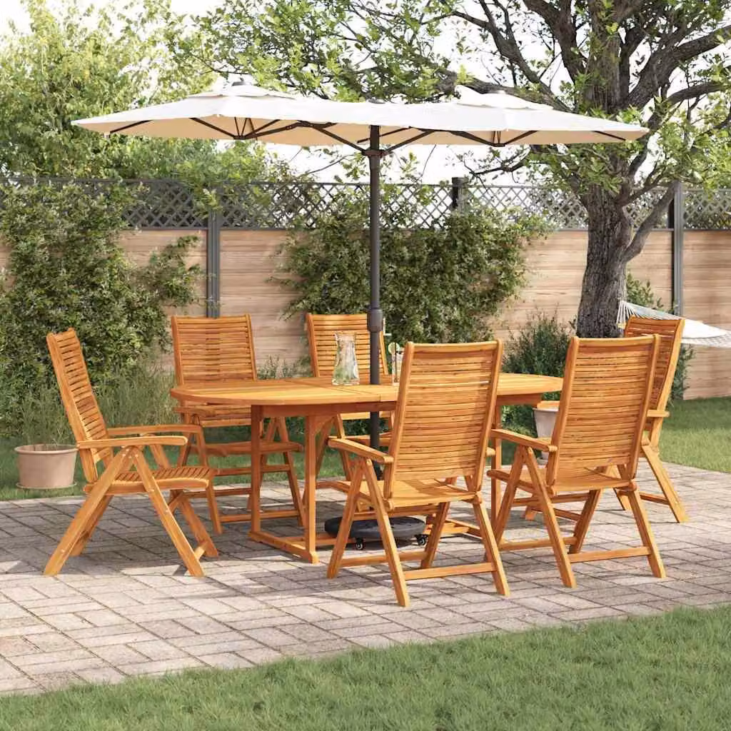 Maison Exclusive - Set da pranzo per esterno, 7 pezzi, legno massello di acacia, color marrone