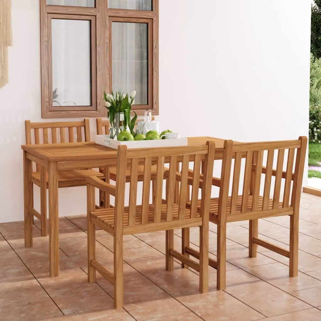 The Living Store Set da pranzo da giardino 5 pz. Set da pranzo da giardino in legno massiccio di teak