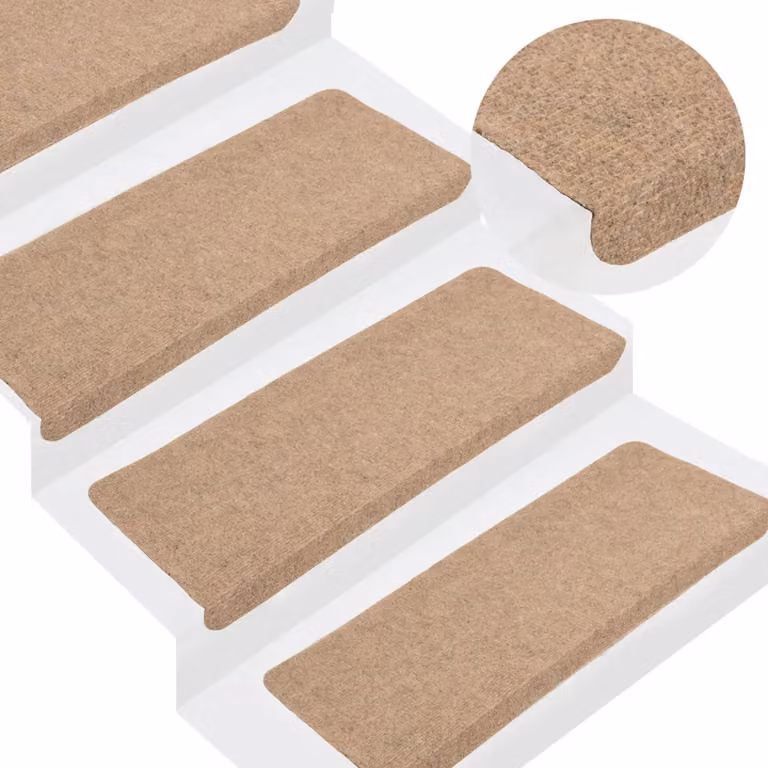 vidaXL Tappetini Autoadesivi per Scale Beige, Set da 30 Pezzi, L 65 x P 24,5 x H 3,5 cm