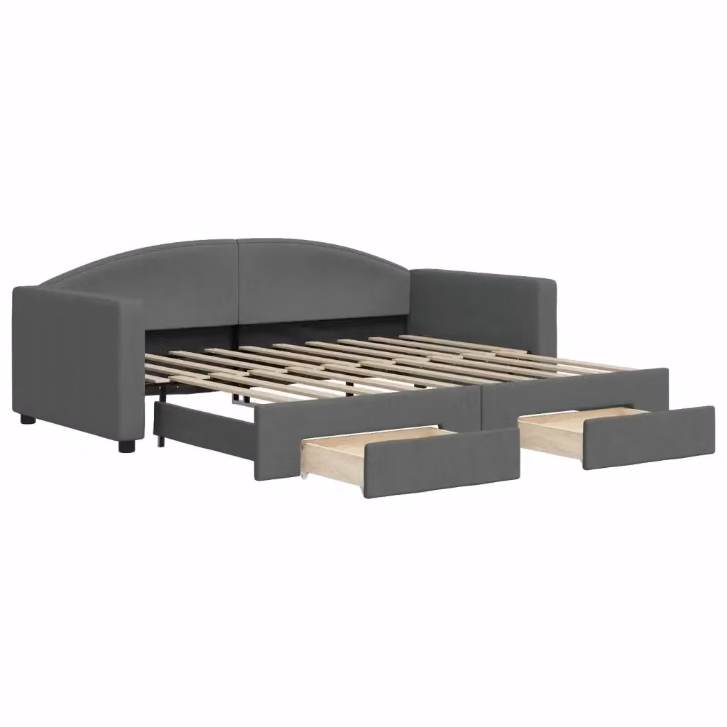 Divano Letto Estraibile con Cassetti vidaXL in Tessuto Grigio Moderno L/P/H: 190 x 90 x 75 cm – 2