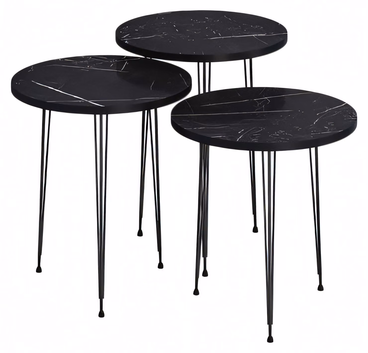 Elegantes schwarzes Couchtisch-Set aus Holz und Metall