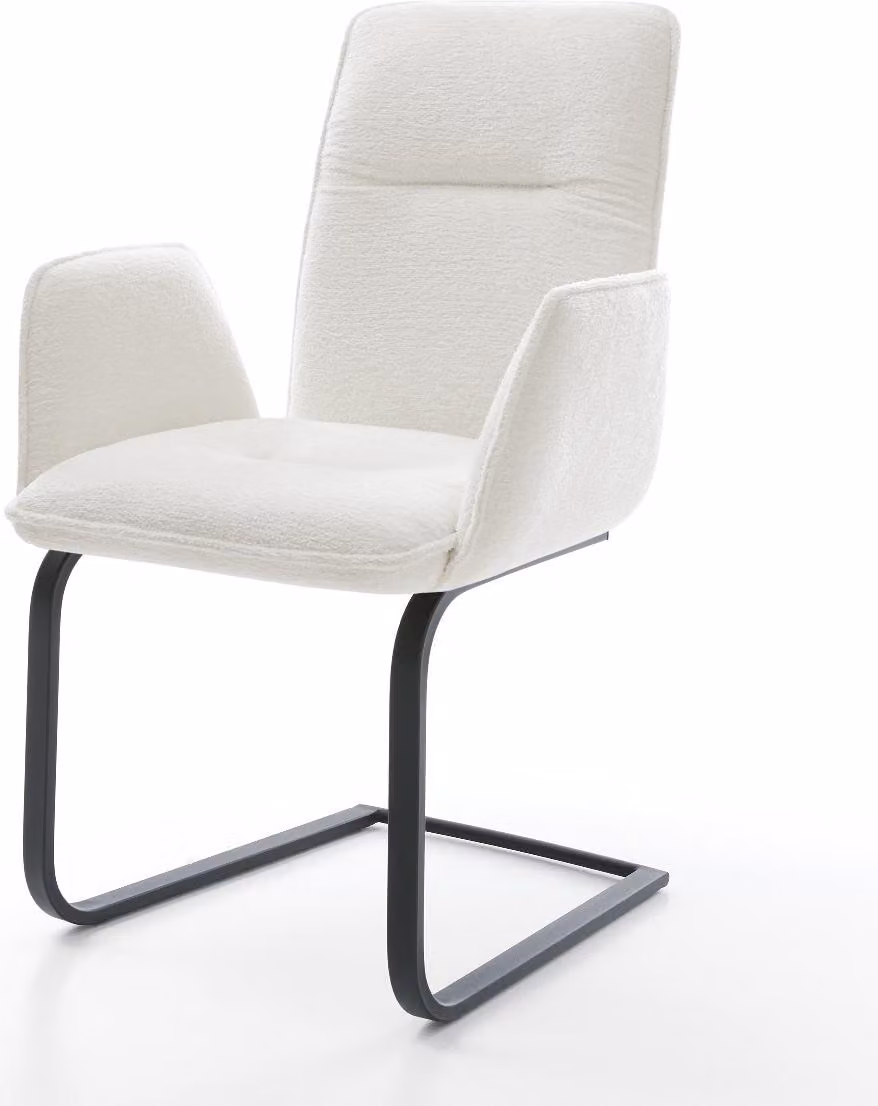 DELIFE Sedia a sbalzo Vinja-Flex Bouclé Soft Beige Sedia a sbalzo piatta Nero