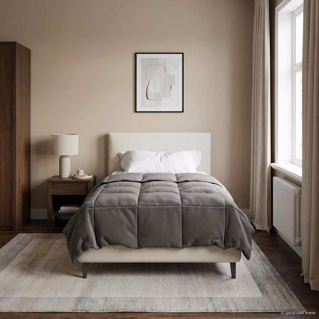 Piumino Letto Estivo vidaXL in Microfibra Reversibile e Traspirante, Grigio Chiaro, L 155 x P 220 cm