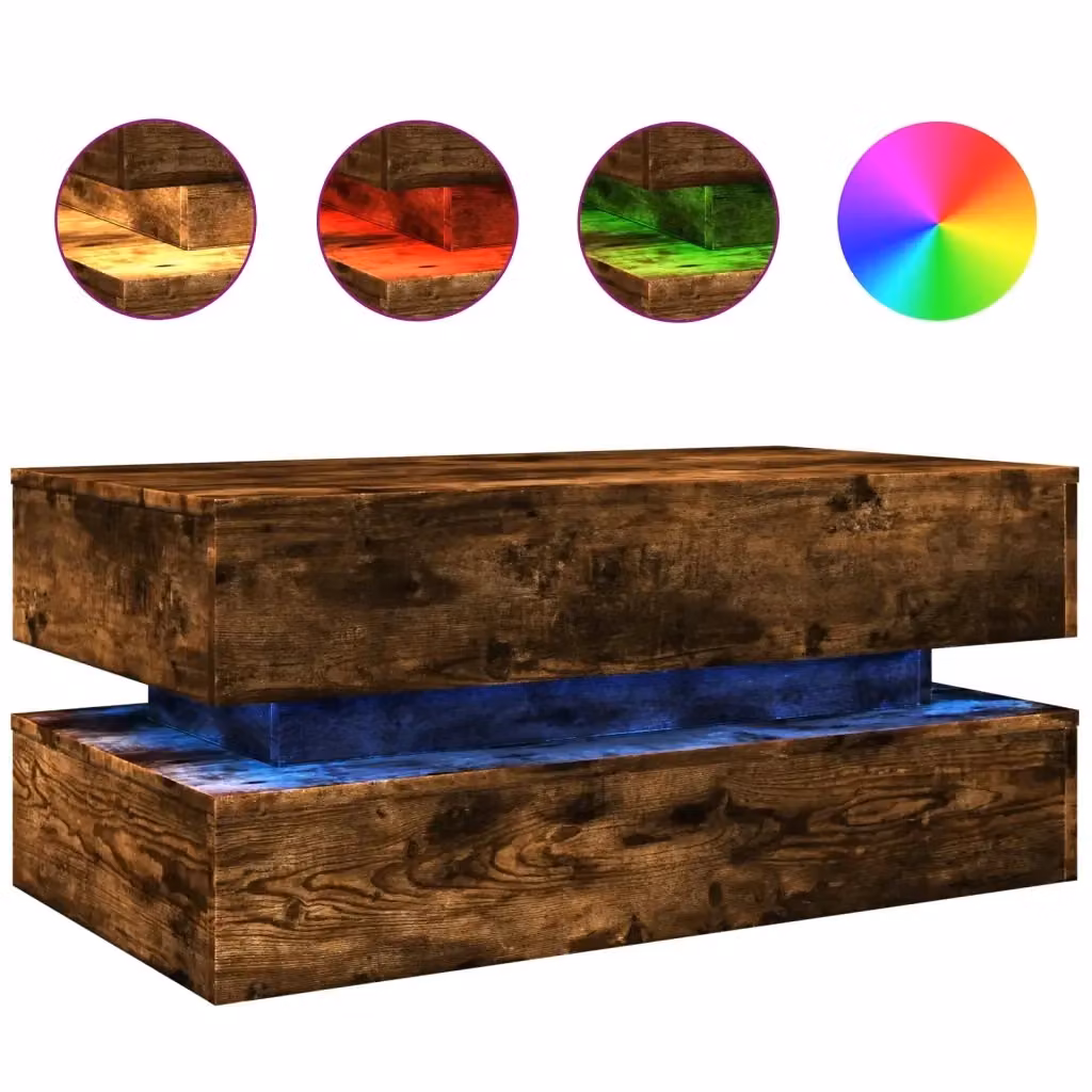 Tavolino da soggiorno moderno vidaXL in legno color rovere marrone L: 90 cm, P: 50 cm, H: 40 cm – 2