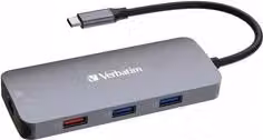 Hub 4 in 1 USB C Verbatim CMH 09 Grigio