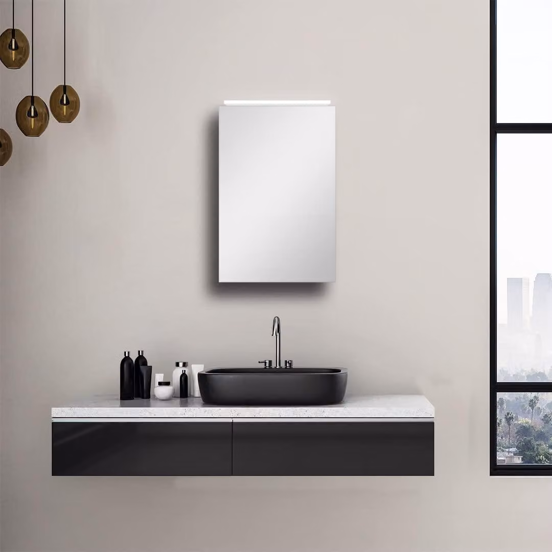 Specchio con illuminazione a LED, dimensioni 40x60 cm, finitura in alluminio spazzolato, temperatura di colore 4200K