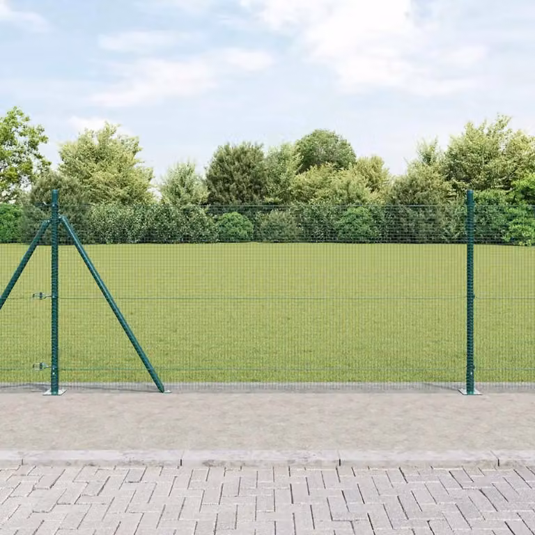 Recinzione Metallica Saldata vidaXL con Base in Cemento, Verde, L: 10 m, H: 0,8 m