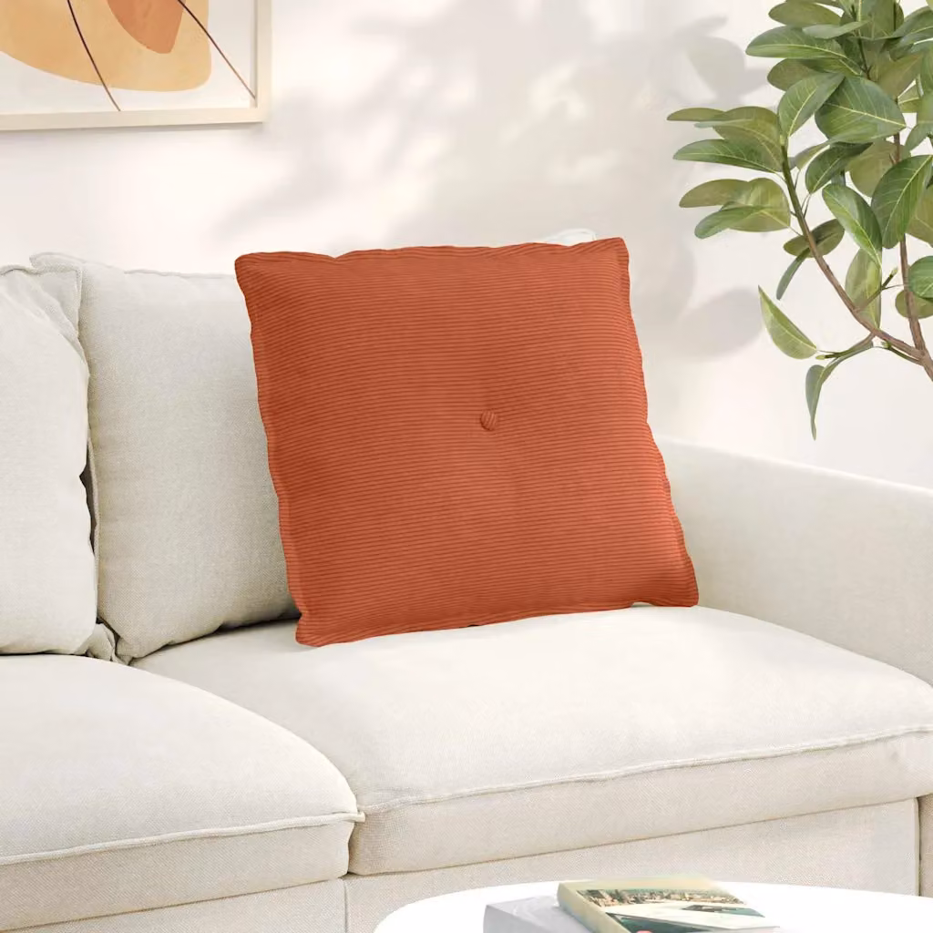 Cuscino per schiena vidaXL in velluto a coste rosso arancio L 60 cm x P 50 cm
