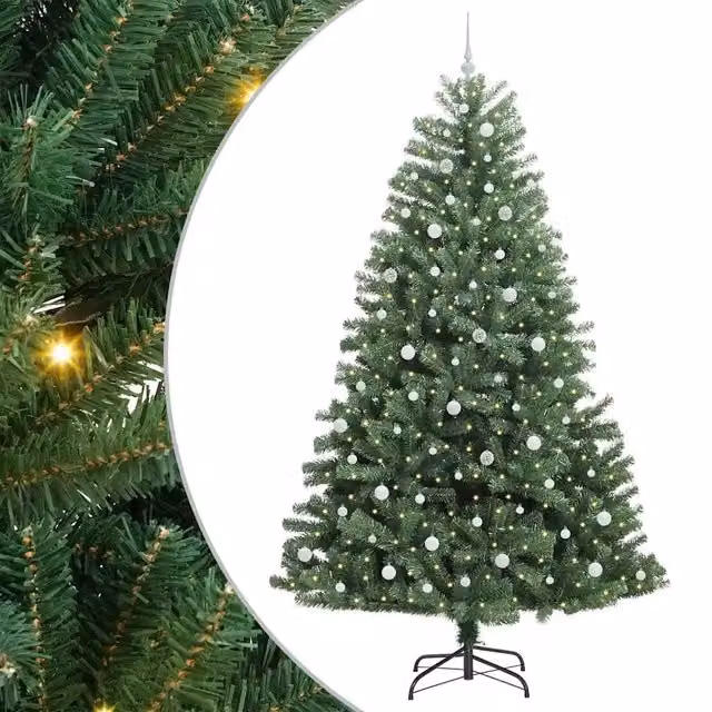 Albero di Natale Artificiale-Albero Natalizio con Rami Pieghevoli Verde 240 cm 655512