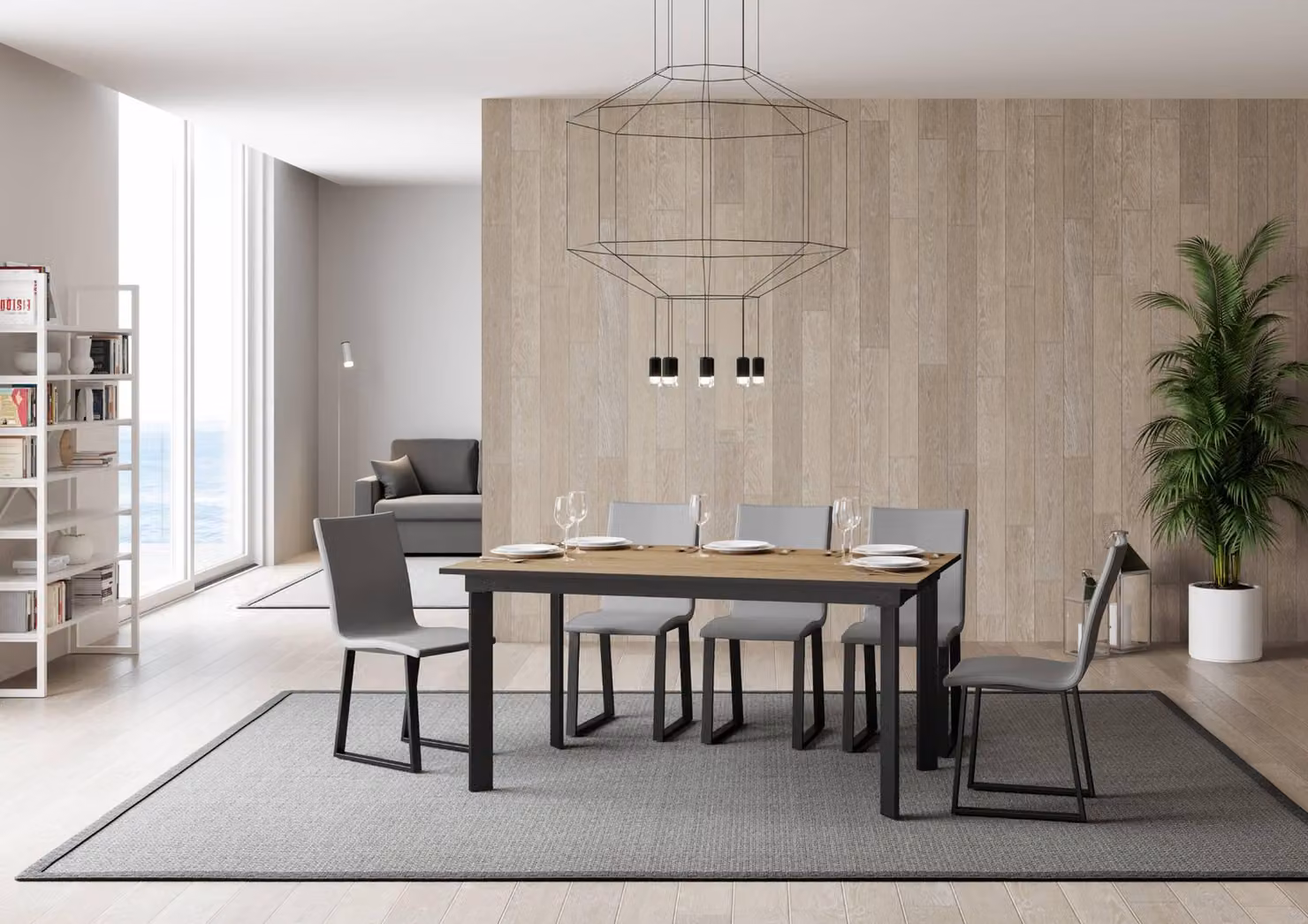ITAMOBY - Tavolo allungabile 160/220x90 cm Cumar quercia natura telaio e gambe antracite