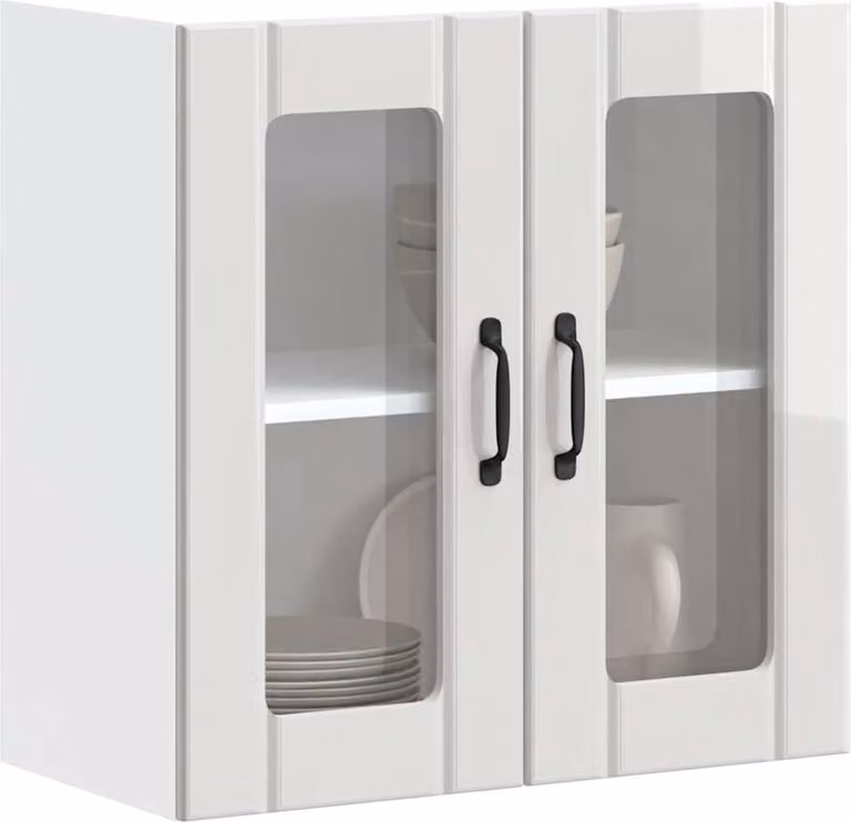 Pensile da Cucina con Porta in Vetro Lucca Bianco Lucido