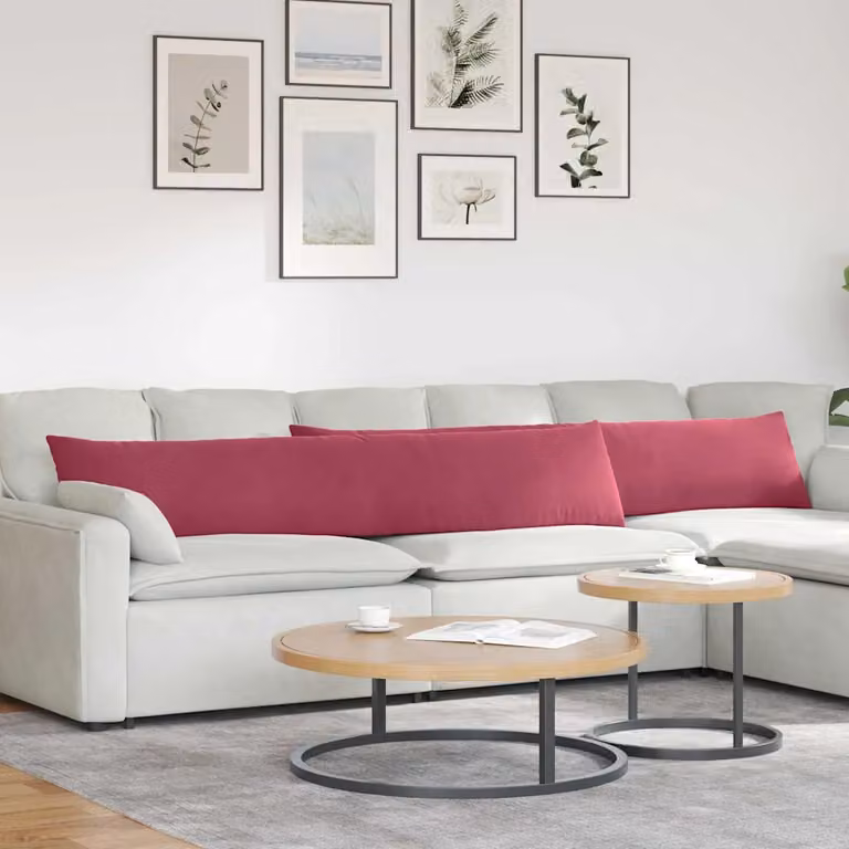 Set di 2 cuscini da divano vidaXL in tessuto a coste rosso, L 200 cm x P 40 cm