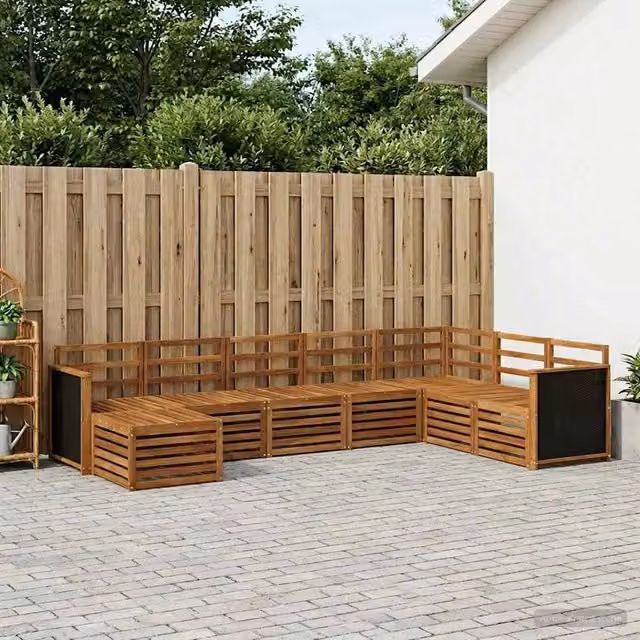 Set di divani da esterno 8 pz Naturale Legno di Acacia Massello 3384700