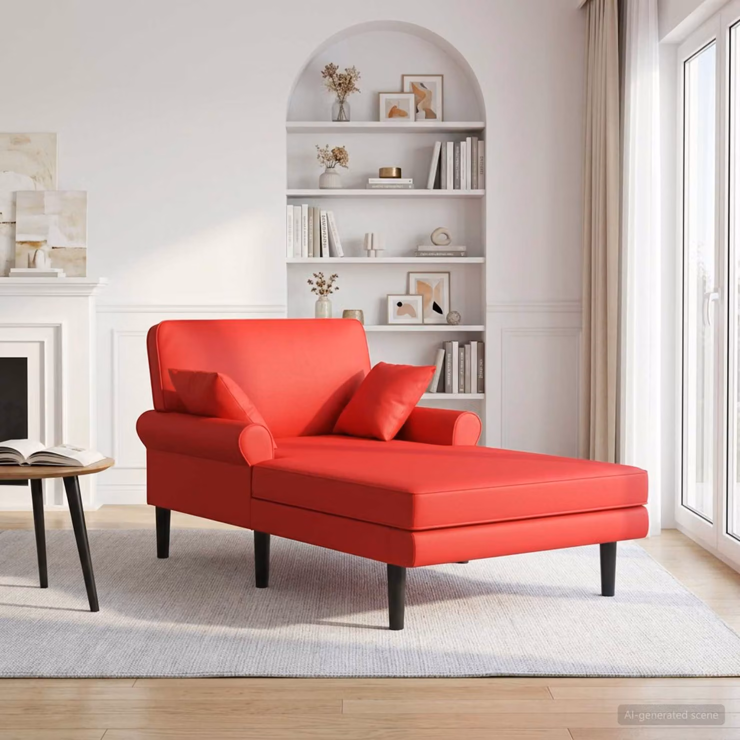 Chaise longue moderna vidaXL in similpelle rossa con cuscini inclusi L/P/H: 174 x 106 x 86 cm