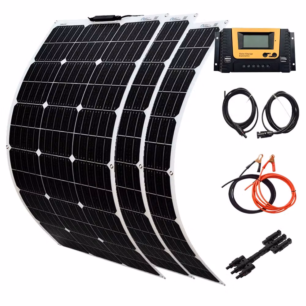 Pannello solare monocristallino flessibile, potenza di 100W, facile installazione, sistema solare da 300W