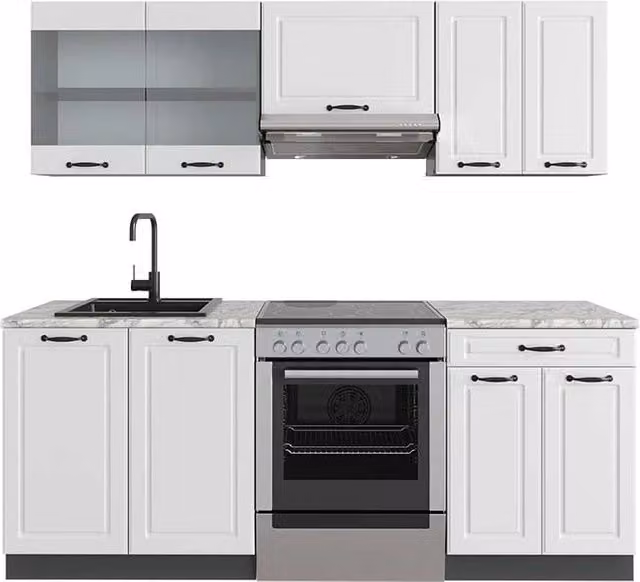 Cucina componibile R-Line Vicco Bianco rustico e Antracite, L: 200 cm