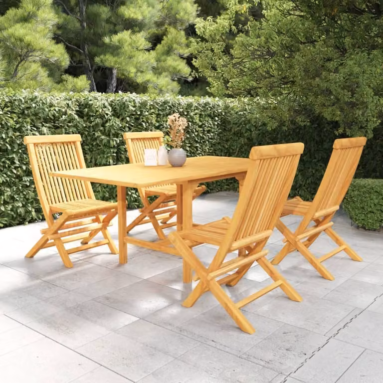 The Living Store 5 pezzi. Set da pranzo da giardino in legno massiccio teak