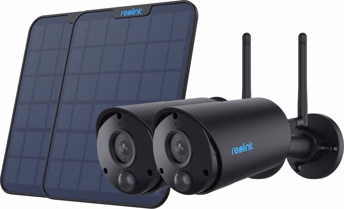 Reolink 2x B320-B Batteria-WiFi + 2x pannello solare nero (2x 40-57-9869 + 2x 40-57-9961)