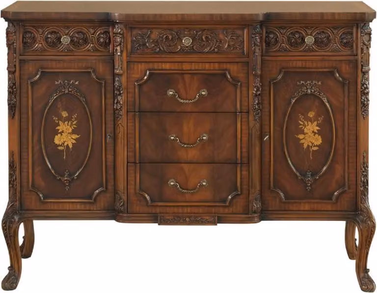 Casa Padrino cassettiera barocca marrone - Magnifico mobile in legno massiccio a 2 ante e 6 cassetti - Mobili barocchi