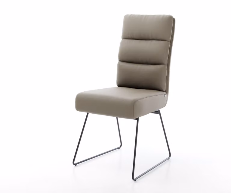 DELIFE Sedia da pranzo Pela-Flex in vera pelle color argilla, con base a slitta nera e molle insacchettate