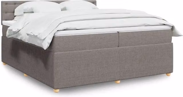 Letto Ibrido vidaXL con Giroletto a Molle e Materasso in Tessuto, Struttura in Legno di Pino e Colore Tortora, L/P: 200 x 200 cm