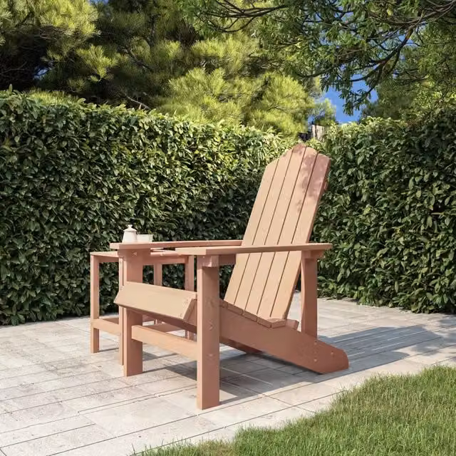 Sedia da giardino Adirondack vidaXL marrone in materiale sintetico resistente ai raggi UV – 1